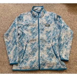 L.L. Bean Women’s Sweater Fleece Full Zip Jacket Size Large TIBI Fracture Blue